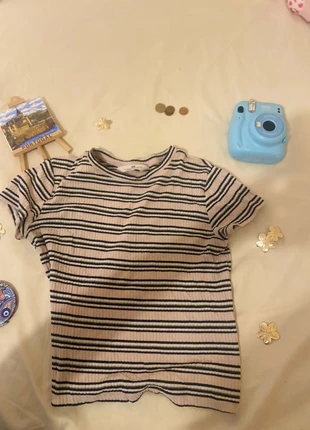 Pink ,black and white essential fitted top, brand: H&M, condition: Very good, size: One size, €5.00, €5.95 includes Buyer Protection