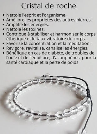 Bracelet ajustable en Cristal de roche, marque: cristal de roche, état: Neuf sans étiquette, 14,00 €, 15,40 € Protection acheteurs (Pro) incluse