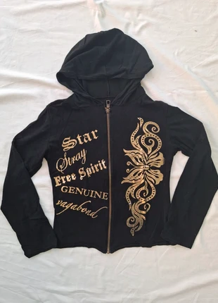 Gilet zippé à capuche noir /doré taille 12 ans, marca: sansnom., estado: Bueno, tamaño: 12 años / 152 cm, 2,00 €, 2,80 € Protección al comprador incluida