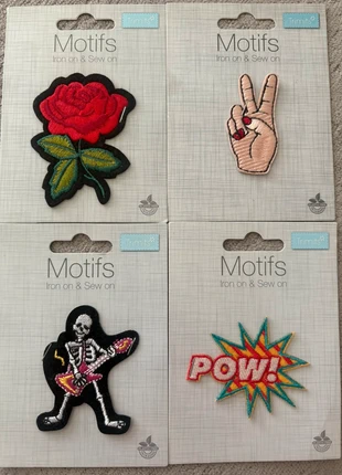 Four motif iconic patches, brand: Motif, condition: New with tags, £2.00, £2.80 includes Buyer Protection