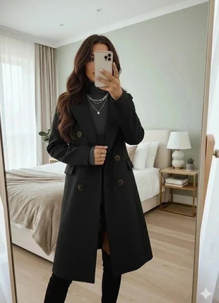 Manteau long noir élégant, brand: look eternel, condizioni: Ottime, taglia: S / IT 40 / EU 36, €58.50, €62.13 include la Protezione acquisti