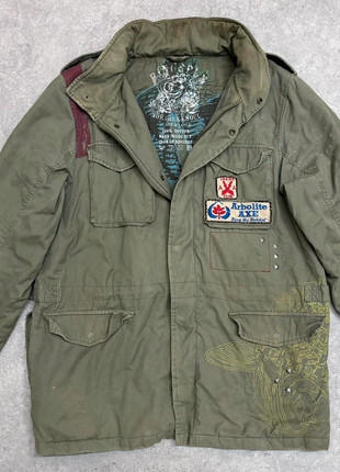 khaki cargo distressed graphic jacket, brand: Northern Soul, condition: Good, size: XL, £36.00, £38.50 includes Buyer Protection Pro