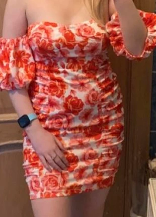 Red & Pink Rose Print Dress., brand: Shein, condition: Very good, size: S / 36 / 8, €4.00, €4.90 includes Buyer Protection