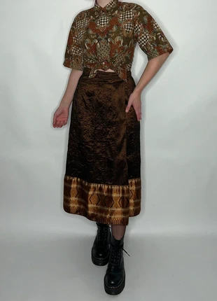 1970s Brown gold whimsigoth bohemian witch gipsy hippie western ibiza goblin skirt, merk: Vintage, staat: Heel goed, maat: L / 40 / 12, € 17,50, € 19,08 inclusief Kopersbescherming Pro