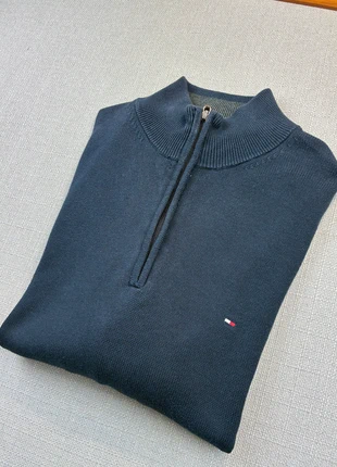 Pull Half zip quart zip Tommy Hilfiger  Bleu/XL col camionneur coton piqué sweat logo brodé, brand: Tommy Hilfiger, condition: Very good, size: XL, €38.00, €40.60 includes Buyer Protection