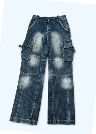 Pantalon jean bleu marine délavé large cargo à poches, brand: Vintage Dressing, condizioni: Ottime, taglia: S / IT 40 / EU 36, €25.00, €26.95 include la Protezione acquisti Pro