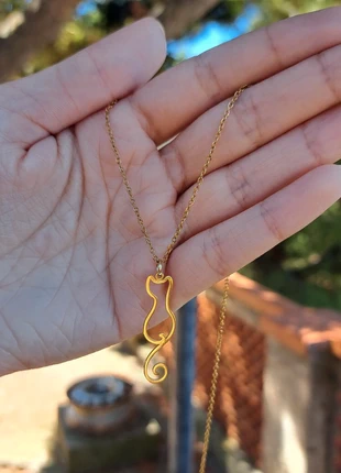 Collana gatto dorata boho-chic micio gattino portafortuna | nacklace cat s.steel gold, marque: Vintage Dressing, état: Neuf sans étiquette, 9,90 €, 11,10 € Protection acheteurs incluse