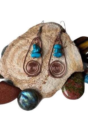 Handmade Copper & Turquoise Energy Earrings, marca: Fabrication Artisanale, estado: Muy bueno, 8,00 €, 9,10 € Protección al comprador incluida