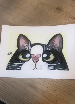 Handpainted Black White Tuxedo Cat Painting Postcard A6, brand: Art, condition: New with tags, £12.00, £13.30 includes Buyer Protection