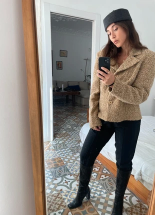 Chaqueta vintage tweed color arena, marrón. curated garment, smart casual office look,, marque: Vintage Dressing, état: Très bon état, taille: M, 18,00 €, 19,60 € Protection acheteurs incluse