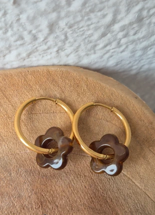 #boucles d'oreilles fleurs #marron #acier inoxydable #doré#femme #bijoux #automne, marque: Fait Main, état: Neuf avec étiquette, 6,00 €, 7,00 € Protection acheteurs incluse