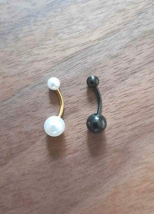 2 Piercings nombril – doré perle & noir zircon – neufs, brand: Fantaisie, condition: New without tags, €7.99, €9.09 includes Buyer Protection