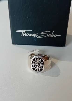 Chevalière Thomas Sabo boussole onyx Taille 60 argent 925 homme femme, merk: Thomas Sabo, staat: Nieuw met prijskaartje, maat: 59.7 mm / 19 mm Ø, € 100,00, € 105,70 inclusief Kopersbescherming Pro