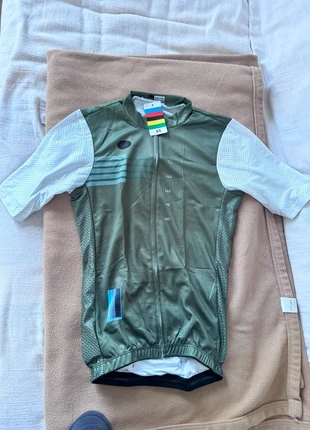 Maillot de vélo kaki et blanc – Taille XS, état: Neuf sans étiquette, taille: XS, 25,00 €, 26,95 € Protection acheteurs incluse
