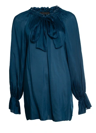 The Row, blue blouse with bow, merk: The Row, staat: Heel goed, maat: M / 38 / 10, € 445,00, € 467,95 inclusief Kopersbescherming Pro
