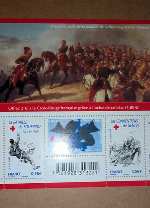 Bloc-feuillet Croix-Rouge française 2009 – Henry Dunant, Solferino, Genève – Neuf MNH, état: Neuf sans étiquette, 6,00 €, 7,00 € Protection acheteurs incluse