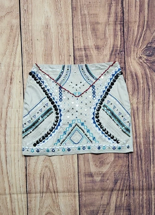 Y2K Sequin Boho Mini Skirt White Geometric Festival Style, marque: Publicar sin marca, état: Très bon état, taille: S / 36 / 8, 3,00 €, 3,85 € Protection acheteurs incluse