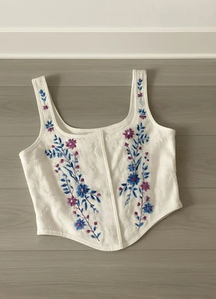 Top Corset Brodé "Esprit Bohème" taille M, marque: Boutique Parisienne, état: Très bon état, taille: M / 38 / 10, 19,90 €, 21,60 € Protection acheteurs incluse