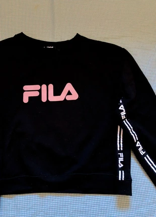Sweat preta da Fila com logótipo rosa e fitas nas mangas, marque: FILA, état: Très bon état, taille: L / 40 / 12, 4,50 €, 5,43 € Protection acheteurs incluse