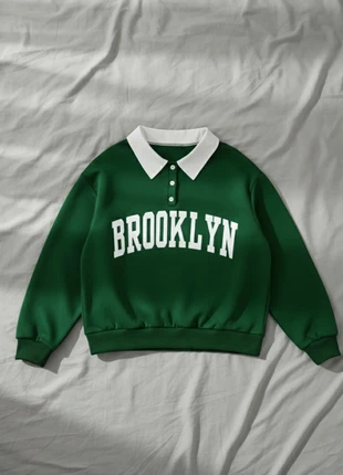 Sweat Vert Col Polo Brooklyn Vintage Preppy University USA, merk: Vintage Dressing, staat: Heel goed, maat: M / 38 / 10, € 42,99, € 45,84 inclusief Kopersbescherming