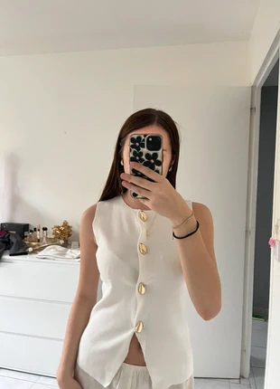 Haut à bouton doré, merk: Shein, staat: Heel goed, maat: XS / 34 / 6, € 8,00, € 9,10 inclusief Kopersbescherming