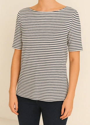 Tshirt Femme Col rond rayé blanc et bleu H&M - Taille S, brand: H&M, condizioni: Ottime, taglia: S / IT 40 / EU 36, €10.00, €11.20 include la Protezione acquisti