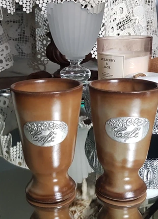 Lot 2 mazagrans vintage en grès marron style shabby chic et campagne rustique 🌾🌸, marca: Vintage, estado: Muy bueno, 13,90 €, 15,30 € Protección al comprador Pro incluida