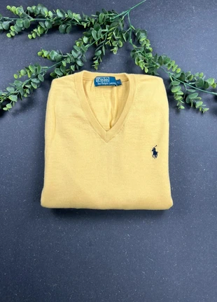 Pull à col V Ralph Lauren | taille L | jaune logo bleu marine/noir, marke: Ralph Lauren, zustand: Sehr gut, größe: L / 40 / 12, 37,00 €, 39,55 € inklusive Vinted-Käuferschutz