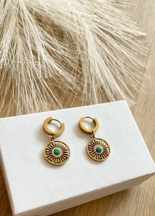 🌞 Boucles d’oreilles dorées soleil turquoise – Neuf, staat: Nieuw zonder prijskaartje, € 14,30, € 15,72 inclusief Kopersbescherming