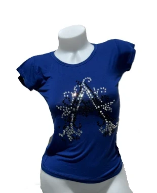 T-shirt bleu royal motif strass ELITE, merk: Elite, staat: Nieuw zonder prijskaartje, maat: S / 36 / 8, € 17,00, € 18,55 inclusief Kopersbescherming