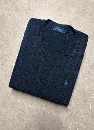 Torsadé Ralph Lauren pull col rond bleu marine brodé sweat cable knit PR4-20, marca: Ralph Lauren, estado: Muito bom, tamanho: XL, €49.90, €53.10 inclui Proteção do Comprador Pro