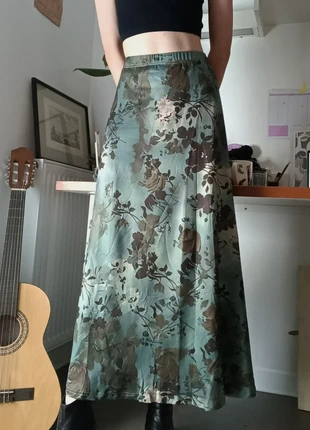 jupe longue verte turquoise à fleurs bohème gothique cottage core taille S femme style vintage, brand: Vintage Dressing, condizioni: Ottime, taglia: S / IT 40 / EU 36, €29.00, €31.15 include la Protezione acquisti