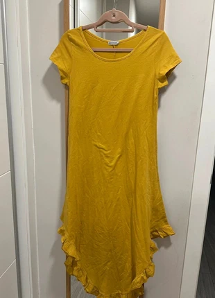 Vestido largo mostaza con volantes - Talla L - 100% algodón, marque: Local, état: Très bon état, taille: L / 40 / 12, 16,00 €, 17,50 € Protection acheteurs incluse