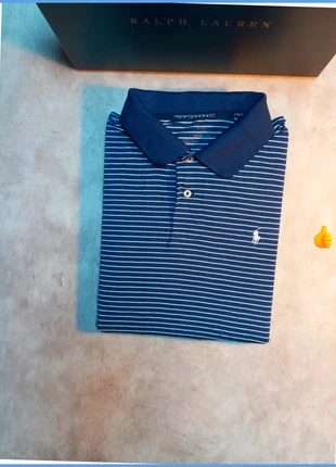 Polo shirt Ralph Lauren sport à rayures bleu et blanches pour homme taille XL - 185cm, brand: Ralph Lauren, condition: Very good, size: XL, €27.00, €29.05 includes Buyer Protection Pro