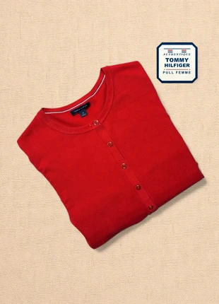 Cardigan Tommy Hilfiger® Authentique femme rouge taille M bon état THF-1028, marca: Tommy Hilfiger, estado: Bom, tamanho: M / 38 / 10, €9.00, €10.15 inclui Proteção do Comprador Pro