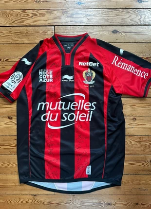 Maillot football OGC Nice saison 2014-2015 signé par l’effectif, marque: Burrda Sport, état: Neuf sans étiquette, taille: L, 80,00 €, 84,70 € Protection acheteurs incluse