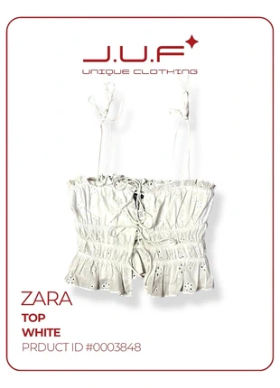 Zara-Inspired White Blouse-Style Crop Top, marque: Zara, état: Neuf avec étiquette, taille: XS / 34 / 6, 16,00 €, 17,50 € Protection acheteurs incluse