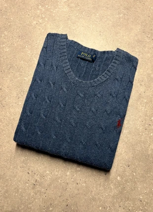 Torsadé Ralph Lauren bleu pull col rond brodé sweat coton cable knit PR4-14, marca: Ralph Lauren, estado: Bom, tamanho: XXL, €44.90, €47.85 inclui Proteção do Comprador Pro