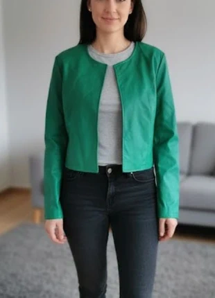 Giacca Bolero Corta Verde Smeraldo Similpelle, marca: Zuiki, estado: Muy bueno, tamaño: M / 38 / 10, 6,00 €, 7,00 € Protección al comprador incluida