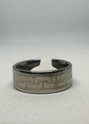 Bague acier inoxydable motif grec argenté, état: Neuf sans étiquette, taille: 20,2 mm, 3,30 €, 4,17 € Protection acheteurs (Pro) incluse