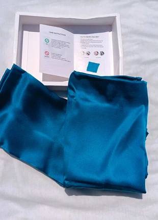 02 taie d’oreiller soie 100%  Bleu-vert (sarcelle) de 50×66cm, brand: Silk, condition: New with tags, size: 50 x 66 cm, €50.00, €53.20 includes Buyer Protection