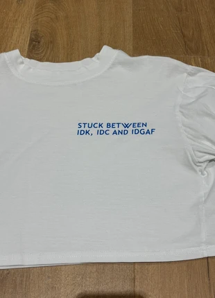 Asos Design white crop top with unique print, brand: ASOS, condition: Very good, size: S / UK 8-10, £5.00, £5.95 includes Buyer Protection