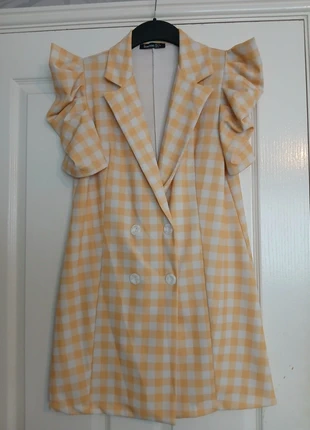 Boohoo Yellow Gingham Check Blazer Mini Dress, brand: Boohoo, condition: Very good, size: S / UK 8-10, £4.00, £4.90 includes Buyer Protection