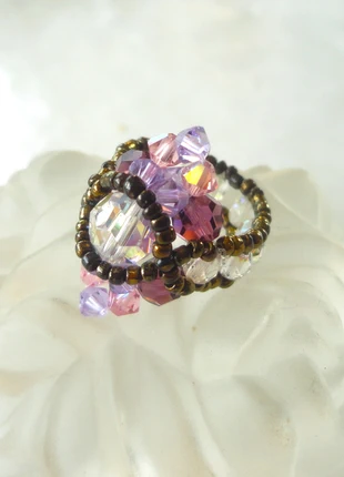 bague cristal rose, bague de créateur, bague fait main, swarowski, bijoux femme, noel, marca: Fait Main, estado: Muito bom, tamanho: 18,5 mm Ø / 19,5, €9.50, €10.68 inclui Proteção do Comprador