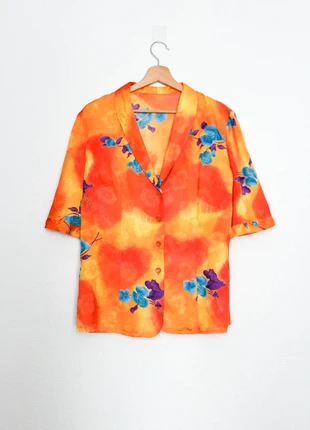 Printed short sleeve top | Chemisette imprimée fleurs, marque: Vintage, état: Très bon état, taille: L / 40 / 12, 6,00 €, 7,00 € Protection acheteurs (Pro) incluse