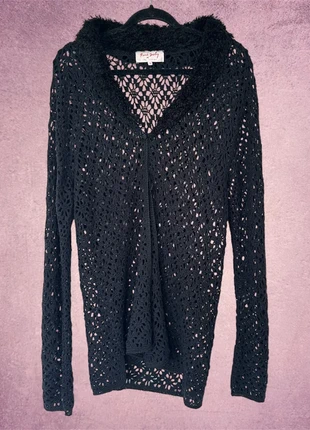 Vintage 90s René Derhy crochet cardigan with faux fur trim, merk: René Derhy, staat: Heel goed, maat: M / 38 / 10, € 35,00, € 37,45 inclusief Kopersbescherming Pro