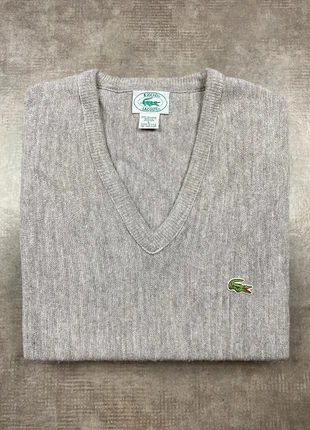 Pull Lacoste Vintage Col V | Gris logo brodé | Taille L Homme | Made in USA, merk: Lacoste, staat: Heel goed, maat: L, € 30,00, € 32,20 inclusief Kopersbescherming