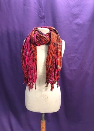 Écharpe XXL fluide fuchsia-orange – coton wax mixte, brand: sans marque, condizioni: Ottime, €6.00, €7.00 include la Protezione acquisti