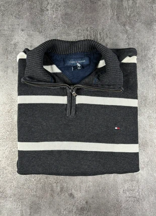 Half zip Tommy Hilfiger - Gris à rayure Blanche - Taille L, marca: Tommy Hilfiger, estado: Muy bueno, tamaño: L, 20,00 €, 21,70 € Protección al comprador incluida