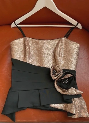 Bustier sequins chic noir et beige, staat: Heel goed, maat: M / 38 / 10, € 21,00, € 22,75 inclusief Kopersbescherming Pro
